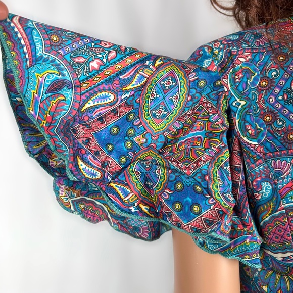 Paisley Print Half Butterfly Sleeves Midi Dress - Picture 7 of 14